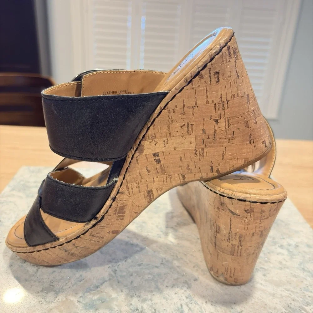BOC Born Womens Sandal Black Wedge Platform Mule‎ Y2K Shoe 9M